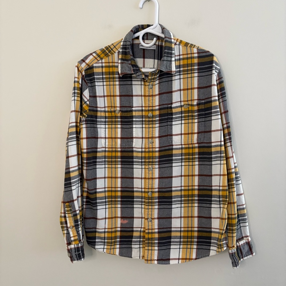 Sonoma Men’s Large Long Sleeve Plaid Button Up Yellow Gorpcore